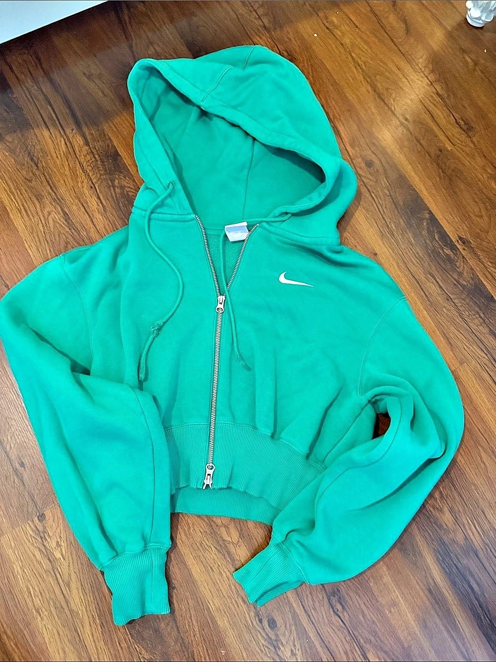 Nike Cropped Zip Hoodie Green XS